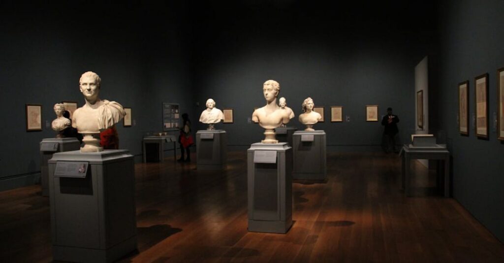 Museums - Assorted Busts on Gray Stand