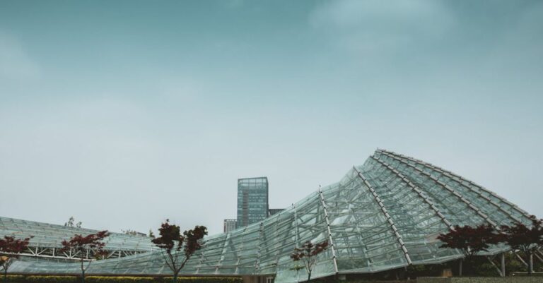 Museums - A large glass building with a large glass roof